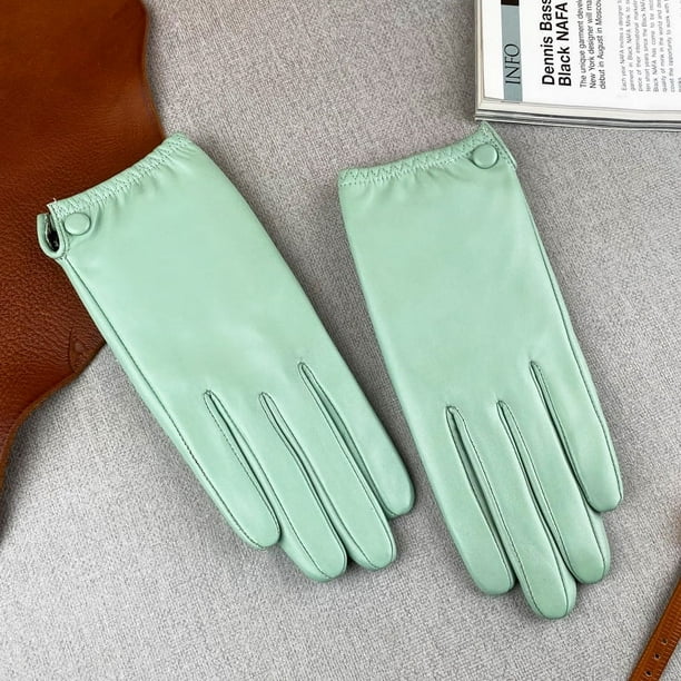 Guantes de piel auténtica para mujer, de primavera y otoño, finos, para pantalla táctil, para conducir, ciclismo, coche eléctrico, sencillos, de moda, cortos, de primera capa, de piel de oveja