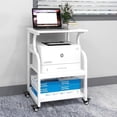 thumbnail image 2 of Natwind Large Printer Stand,24''x20''x29''Printer Table with Adjustable Storage Shelf,3 Tier Rolling Printer Cart with Wheels,Home Office Multifunctional Shelves for Heat Press,3D Printer (White), 2 of 8