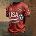 thumbnail image 2 of Soccer Cup 2026 Jersey for Men, Crew Neck Short Sleeve USA Stars Graphic Tee with Waffle Knit Texture - Lightweight Breathable Performance Top for Match Day & Gym Vermilion XL, 2 of 5