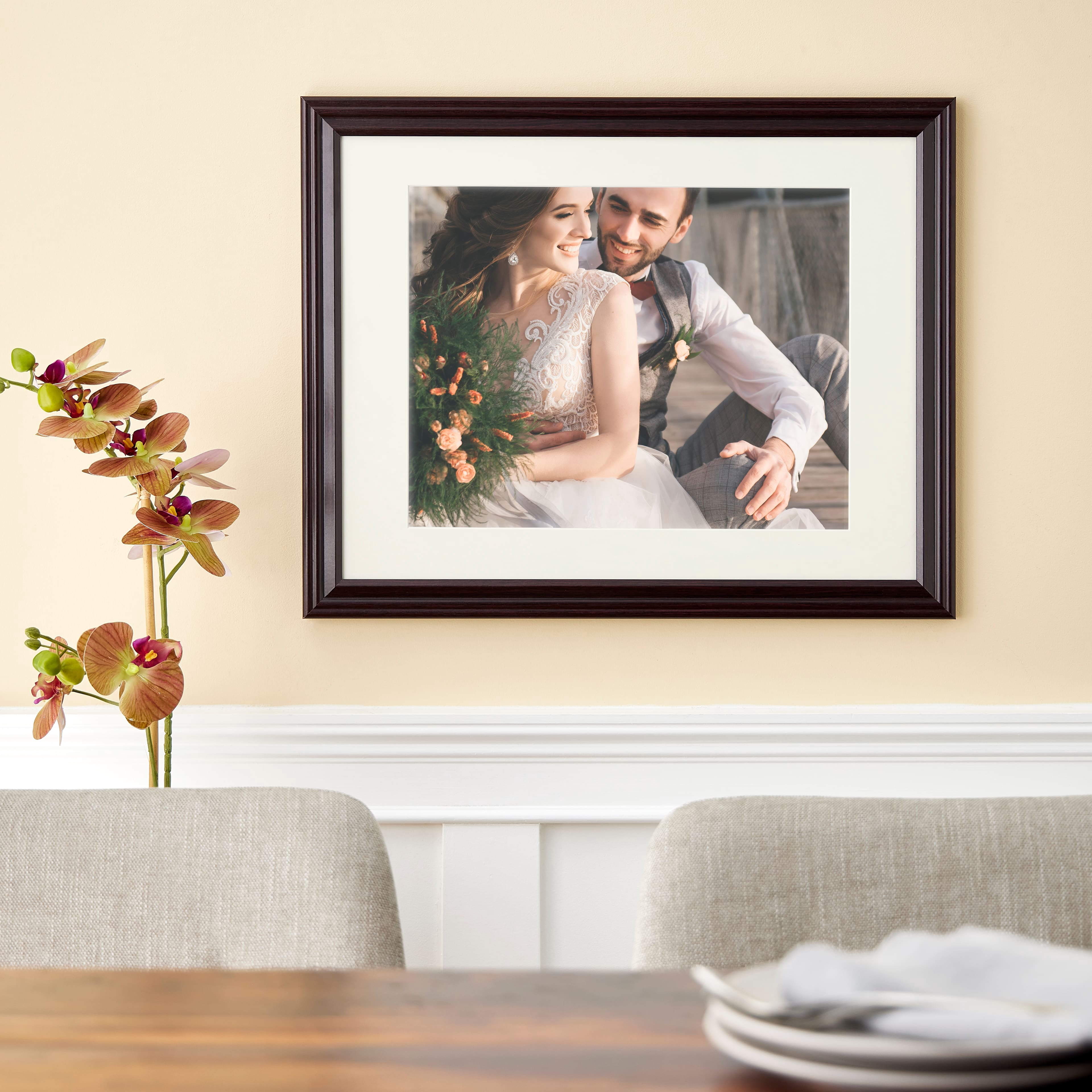 Studio Decor 14" x 18" Lifestyles Black Cherry Picture Frame With Mat - Includes Pre-attached Hanging Hardware, Horizontal or Vertical Display - 1 Pack