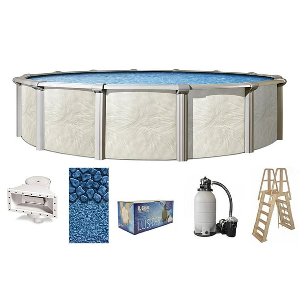 Unique Meadows Oval Above Ground Swimming Pools Full Start Up Kit with Simple Decor