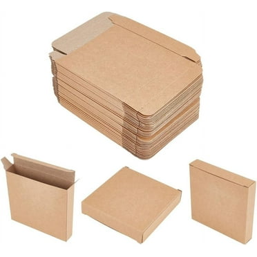 50pcs Kraft Paper Boxes with Lids 4x4x0.8 Inch Small Cardboard Boxes Brown Gift Boxes Kraft Paper Box Square Mini Mailing Box Cupcake Boxes for Crafting Cupcake Wedding Christmas