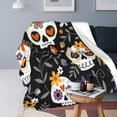 thumbnail image 4 of LNWH Black Sugar Skulls Flowers Pattern Throw Blanket, Flannel Sofa Blankets for All Seasons, 50"x40", 4 of 8