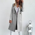 thumbnail image 2 of Herrnalise Jackets For Women And Winter Solid Color Medium Long Cardigan Button Coat Tops Shackets For Women 2024 fall Gray,XXXL, 2 of 6
