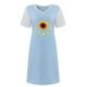 thumbnail image 3 of Puntoco Vestido De Manga Corta Con Cuello En V, Vestido De Manga Corta Con Encaje Y Cuello En V Con Estampado De Girasoles Para Mujer Azul Xxl, 3 of 4
