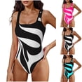 thumbnail image 2 of Umfun Dazzling Color Abstract Print One-Piece Swimsuit - High Cut Wide Strap Monokini for a Statement Beach Look, 2 of 7