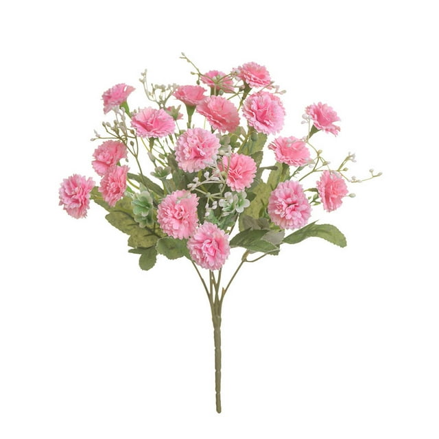 Bewildely Flores de clavel artificiales de seda blanca, decoración de boda para el hogar, otoño, ramo grande de alta calidad, flores falsas de Flores artificiales rosado PC 1