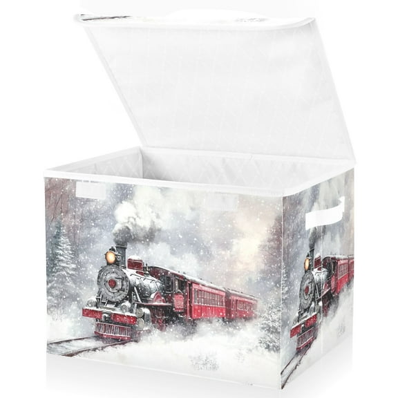 Train Snow Storage Basket for Shelves Foldable Container Organizer for Organizing Toys Clothes Books with Handles
