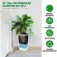 thumbnail image 6 of Rectangular Planters Set of 2 Large Modern Plant Pots with Drainage Holes＆Water Level Monitor＆Wheels Outdoor and Indoor for Patio, Porch, Living Room, or Home Office, 6 of 9