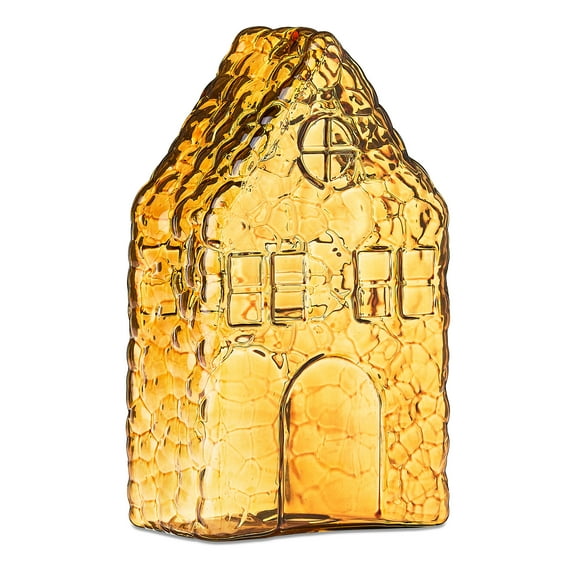 Small Textured Glass House Christmas Decoration, Brown, 6", by Holiday Time