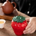 thumbnail image 3 of Yuarrent Tarro de cerámica práctico para almacenar adornos de frutas, ideal para plantas hidropónicas y porta bolígrafos, tarro de té Li Cocina y Comedor rosa, 3 of 6