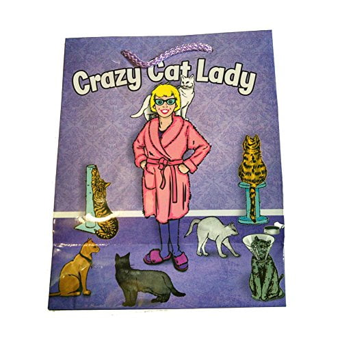 Crazy Cat Lady Gift Bag Wrap Party Gift Present Décor Quality Funny Paper Handle 