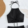 thumbnail image 6 of UTSJKR Knitted Fashion Swimsuits for Women Halter Tops Backless Shorts Bathing Swimwear Comfy Feel Y2k 2 Piece Swimwear Black S, 6 of 7