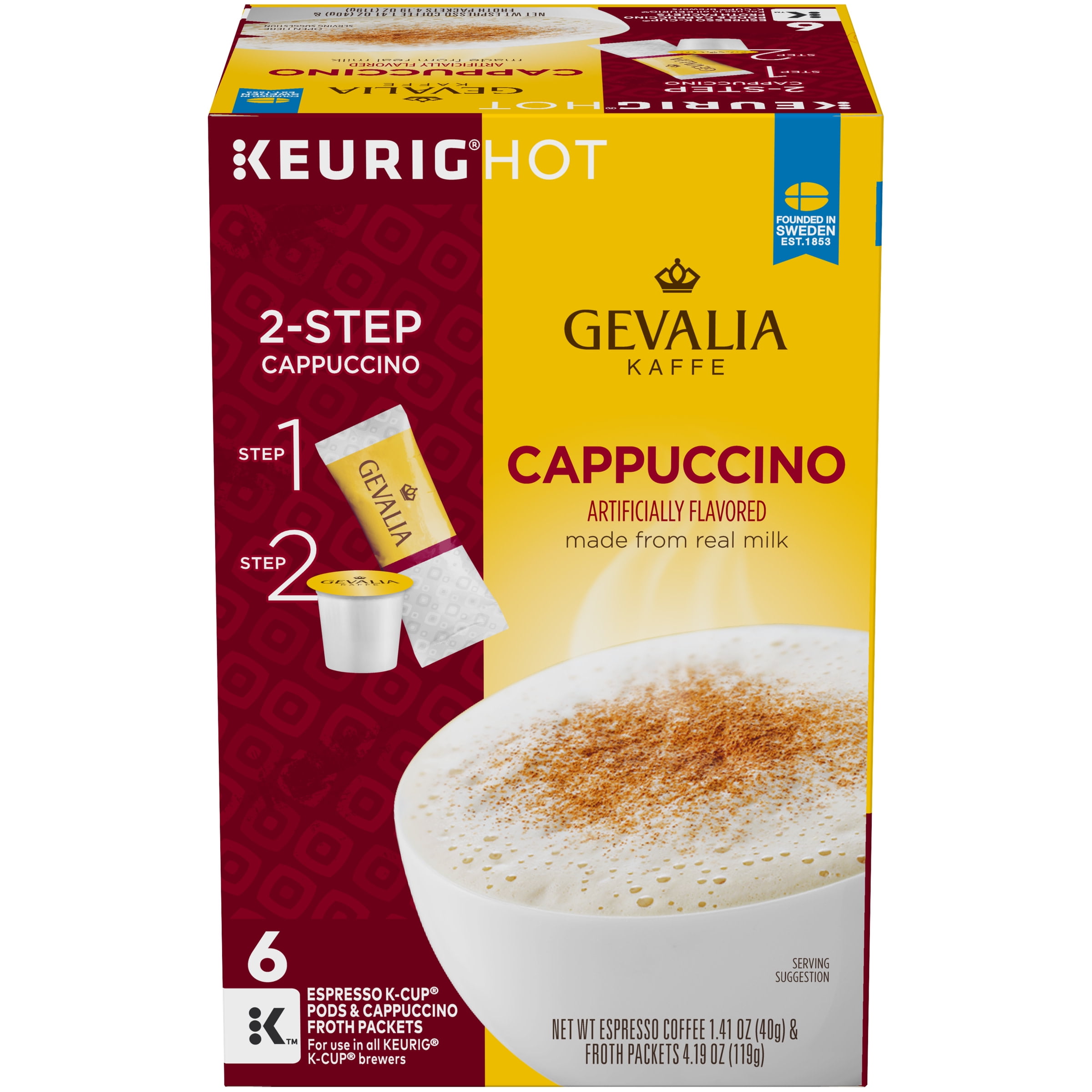Gevalia Frothy 2Step Cappuccino Expresso KCup® Coffee Pods &amp; Froth
