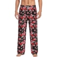 thumbnail image 2 of Lsque Rose Flowers Print Men's Pajama Pants, Lounge Pant - Comfortable Home Wear,Elastic Waistband, Stylish Design-Medium, 2 of 9