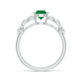 thumbnail image 2 of Angara Natural 0.75 Ct. Emerald with Diamond Vintage Inspired Ring in 14K White Gold for Women (Ring Size: 3), 2 of 10