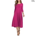thumbnail image 4 of Sonducket Vestido de mujer Cuello Otoño Vestido de mujer Traje de cuello Media manga Vestido de columpio grande Vestidos Rosa roja XXL, 4 of 6