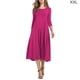thumbnail image 4 of Qarigey Vestido de mujer Cuello Otoño Vestido de mujer Traje de cuello Media manga Vestido de columpio grande Vestidos Rosa roja XXL, 4 of 6