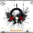 thumbnail image 4 of 18" Halloween Wreaths for Front Door, Large Outdoor Halloween Door Wreath, Decorations for Halloween Spooky Party Decor, Retro Halloween Wreath for Outdoor Window Outside Window Spooky Party Decor, 4 of 9
