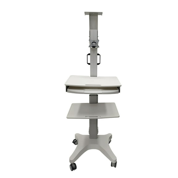 Computer Cart Mobile Workstation Rolling Desk for Laptop Lifting and Rotating Trolley Frame