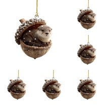 5PC Xmas Tree Animal Ornaments – Cozy Christmas Ornaments Acrylic Cute Animal Christmas Trees Hanging Decorations Rustic Nature Themed Home Decor Animal Lovers