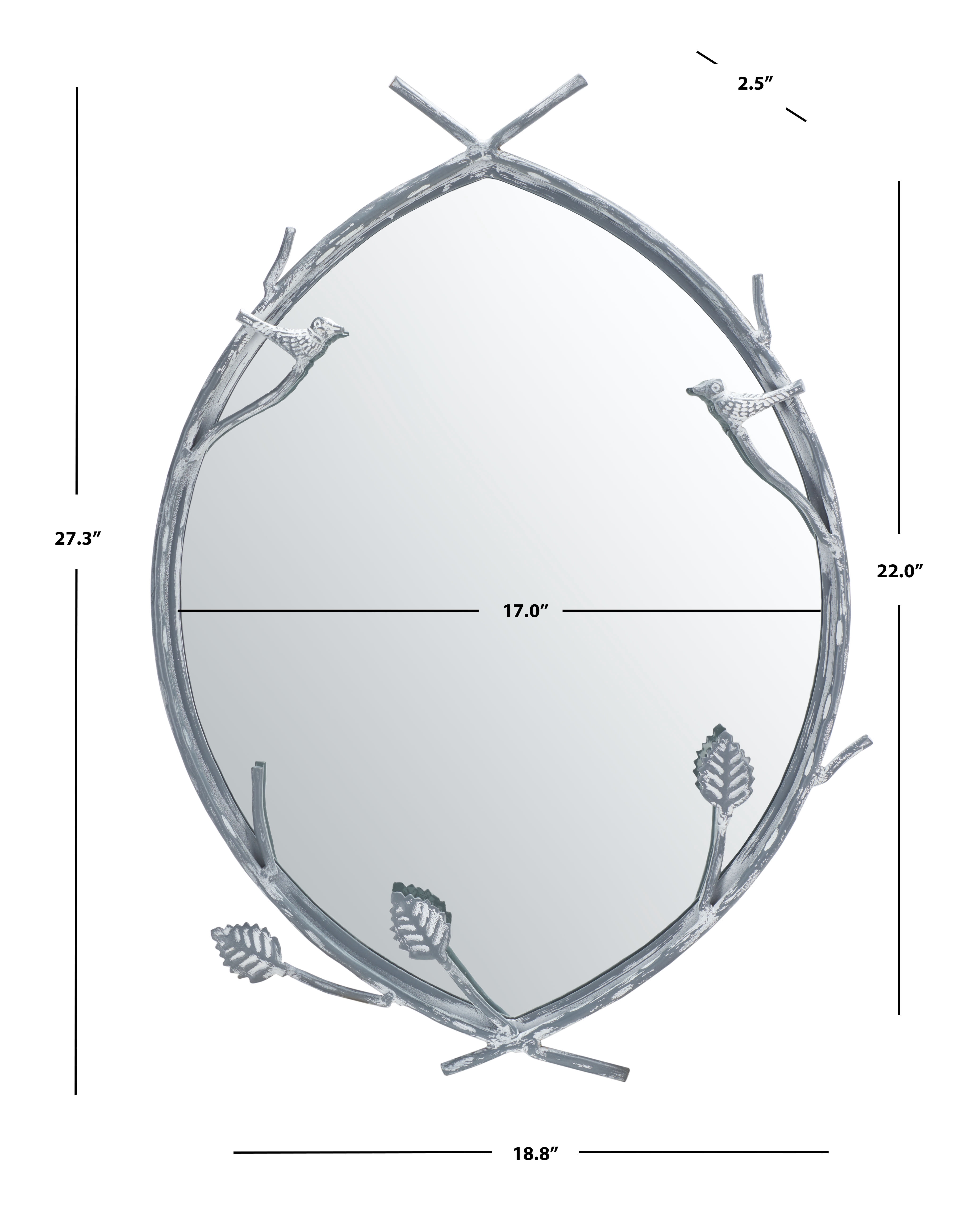 SAFAVIEH Helios 18.8 in. x 27.2 in. Solid Frame Mirror, Silver