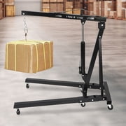 2 Ton Black Folding Engine Crane Cherry Picker Hydraulic Hoist Workshop Lifter 4400lbs 64.96x35.43x55.12inch