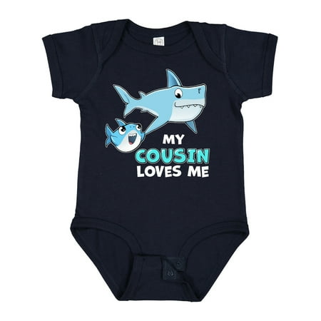 

Inktastic My Cousin Loves Me with Cute Sharks Gift Baby Boy or Baby Girl Bodysuit