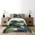 thumbnail image 3 of Ambesonne Dark Green Quilted Bedspread Set 2 Pcs, Deep Nature Abstract Art, Twin Size, Blue Grey and Eggshell, 3 of 4