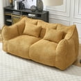 thumbnail image 3 of Giant Bean Bag Chair Sofa, Oversized Two-Person Bean Bag Couch with High Resilience Foam, Square Recliner Design for Living Room & Bedroom, Portable Adult Floor Loveseat, Yellow, 3 of 8