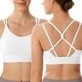 thumbnail image 2 of felwors Sports Bra for Women, Scoop Neck Crisscross Back Padded Low Impact Bras Tops for Workout Yoga Gym White, XL, 2 of 5