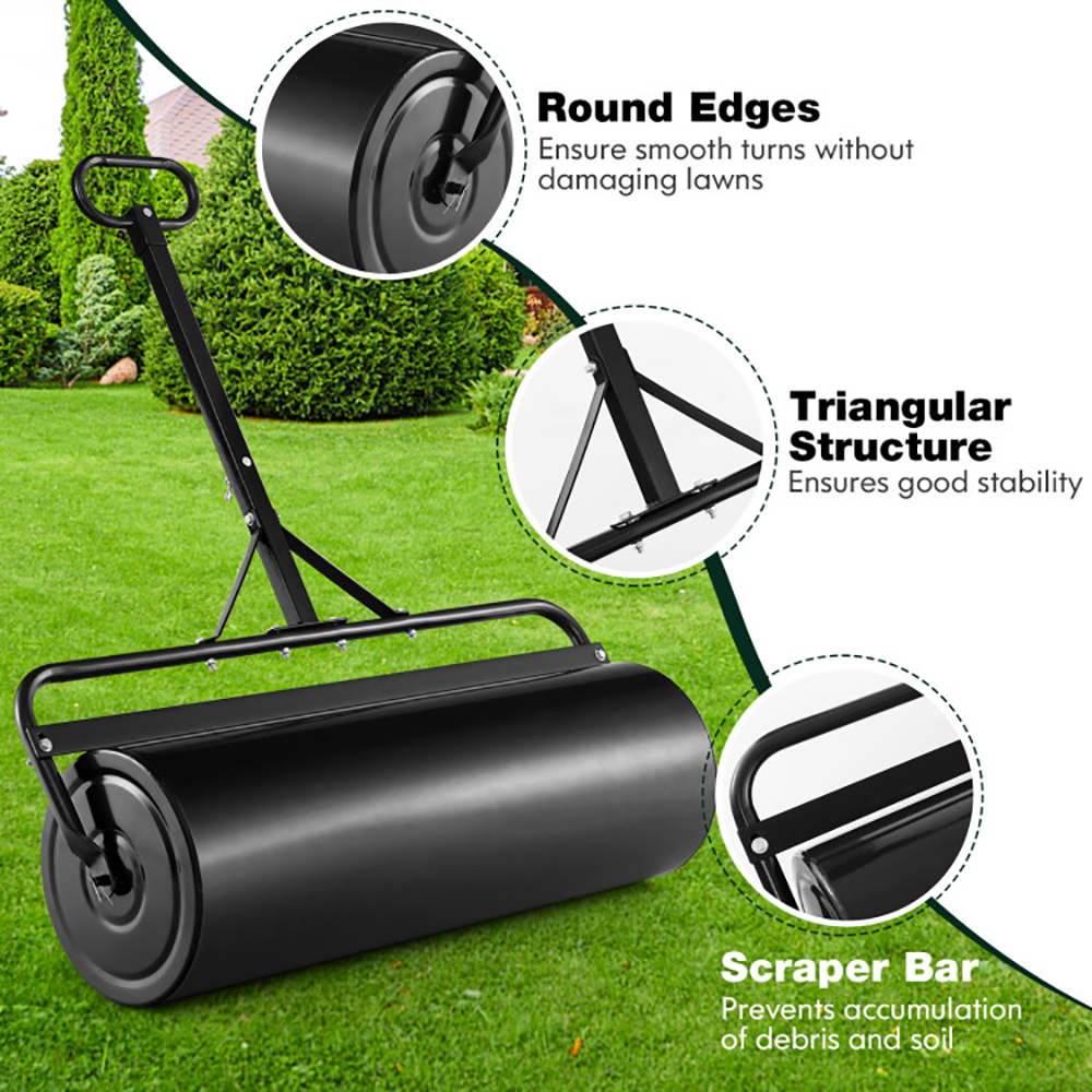 Resenkos Manual Lawn Aerator, Aerator Lawn Tool,39 Inch Wide Push/Tow Lawn Roller-Black