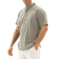 thumbnail image 2 of JTieacloth Mens Spring Summer Cotton Linen Casual V Neck Short Sleeve Shirts Tops Blouse Mens Dress Shirts Gray, 2 of 5