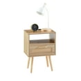 thumbnail image 6 of HQZX Rattan Nightstand with Power Outlet and USB Ports,1 Drawer Side Table for Bedroom,Natural,Adult, 6 of 11