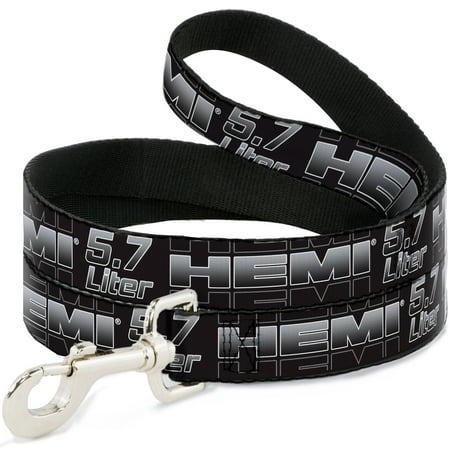 - Dog Leash - 6-FEET - HEMI 5.7 LITER Black White Silver-Fade 6' X 1.0