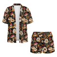 thumbnail image 4 of Xoenoiee Mushroom Daisy Flower Print 2 Piece Outfits Set Short Sleeve Cardigans for Women Lightweight Summer Cardigan Casual Fit Beach Cover Up with High Waisted Shorts, L, 4 of 7