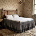 thumbnail image 4 of Elastic Bed Skirt with Pompom Hem, Pleated Hotel Style Dust Ruffle for Spring and Memory Foam Mattresses, 4 of 6