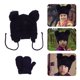 thumbnail image 3 of GOOHOCHY 1 juego de gorro y manoplas con orejeras para bebé, gorro de punto suave y cálido con orejas de bola esponjosas para bebés y niños pequeños, gorro de invierno para niños, 3 of 8