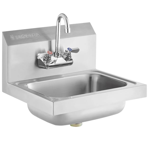 Sagetra Wall-Mounted Single Basin Hand Sink 20 Gauge Stainless Steel