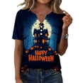 thumbnail image 3 of Halloween Henley Shirts for Women Graphic Print Halloween T Shirts Short Sleeve V Neck Halloween Tee, 3 of 5
