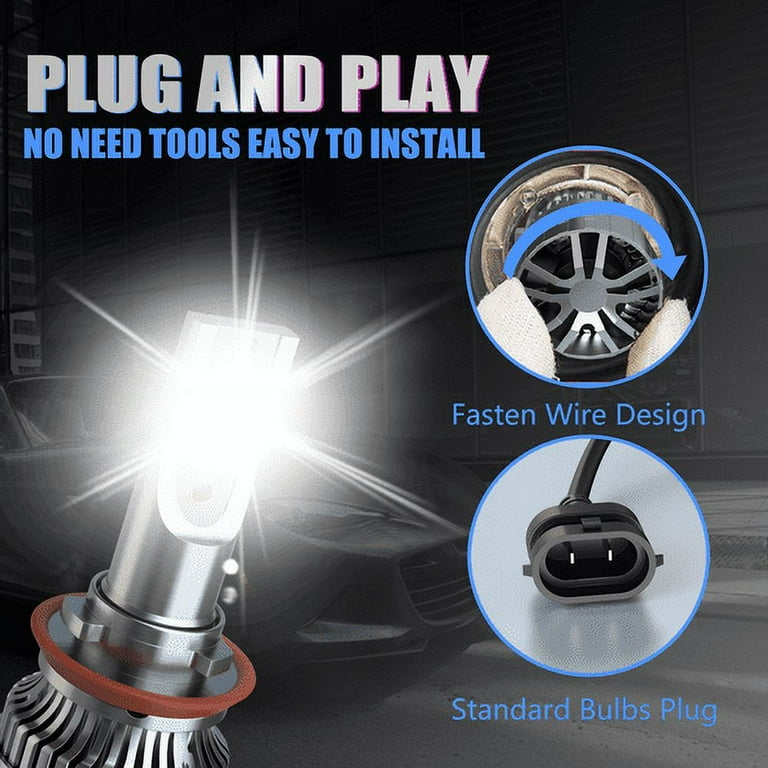 LED Headlight Bulb Combo For Jeep Grand Cherokee (2011-2017) - 9005 High + H11 Low Beam, 6500K