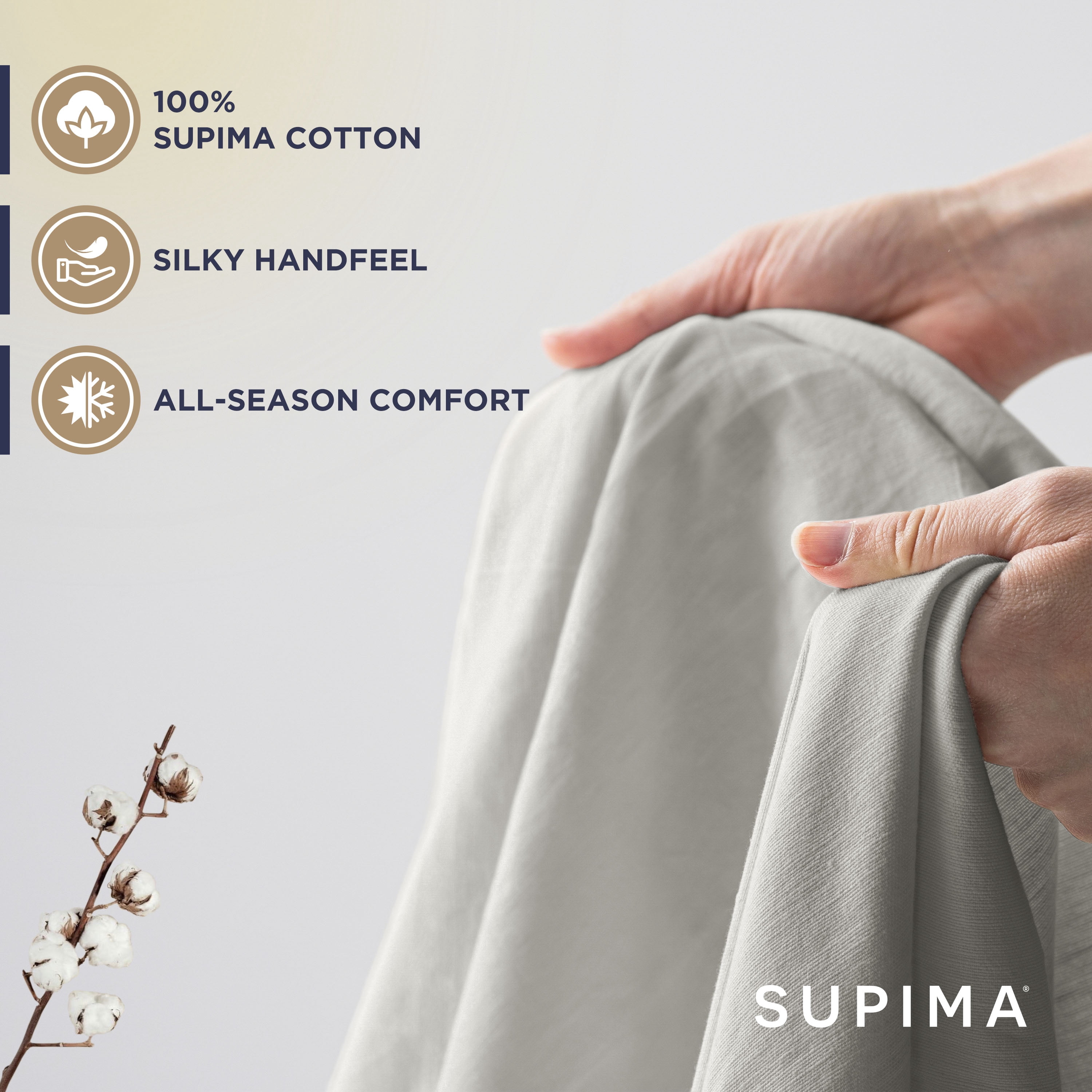 Martex 4-Piece King Sheet Set | 100% Supima Cotton 700TC Sateen | Limestone