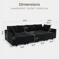 thumbnail image 4 of HONBAY Modern Upholstered Sofa Couch Bed with Movable Storage Ottoman for Apartment, Black, 4 of 6