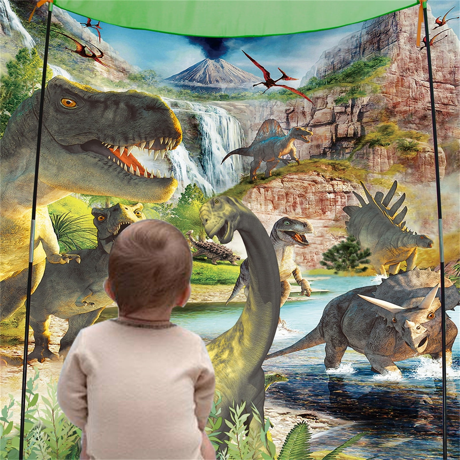 Rvkxad Tente de Jeu Dinosaure pour Enfants, Maison de Jeu Instantanée pour Usage Intérieur et Extérieur, Tente de Jeu pour Enfants, Maison de Jeu à Thème Dinosaure