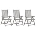 thumbnail image 6 of vidaXL Outdoor Recliner Chairs Patio Reclining Chair Gray Solid Wood Acacia, 6 of 13