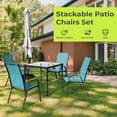 thumbnail image 4 of JUSTLET Patio Dining Chairs Set of 4, Outdoor Stackable Armrest Chairs Space Saving, Peacock Blue, 4 of 8