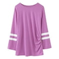 thumbnail image 2 of Curuila Kids Girls T Shirts Casual Long Sleeve Crew Neck Tops Button Striped Tee Autumn Clothes Purple Size 8-9 Years, 2 of 6