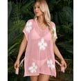 thumbnail image 3 of Swimsuit Cover Up for Women Cute Floral Crochet Beach Cover Up Loose Batwing Sleeve Swim Bathing Suit Cover Ups with Side Split Shermie, 3 of 6