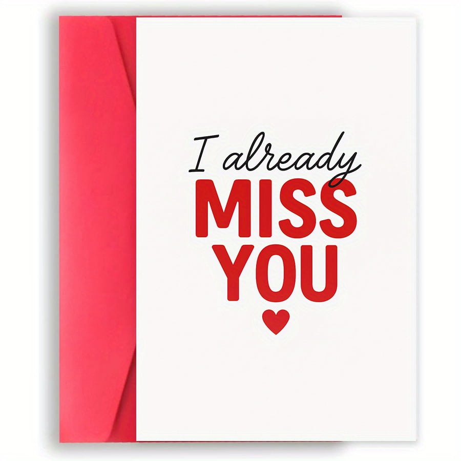 I Already Miss You Greeting Card – Heartfelt Design with Matching Envelope – Perfect for Long-Distance Relationships, Friendships, or Any Occasion