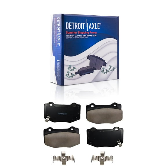 Detroit Axle - Rear Ceramic Brake Pads for Chevy Camaro Corvette Cadillac CTS ATS, Brake Pads with Hardware Assembly 2016 2017 2018 2019 Replacement